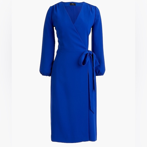 J. Crew Dresses & Skirts - 🆕JCrew Long Sleeve Wrap Dress in 365 Crepe Royal Blue Size 0